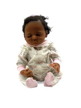 Posable Baby Doll African Infant Cloth Body Outfit & Diaper Included 18"